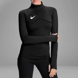 تیشرت استرچ آستین بلند انگشتی نیم زیپ ورزشی زنانه