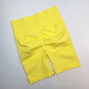 شورتک ورزشی زنانه پشت چین دار زرد
